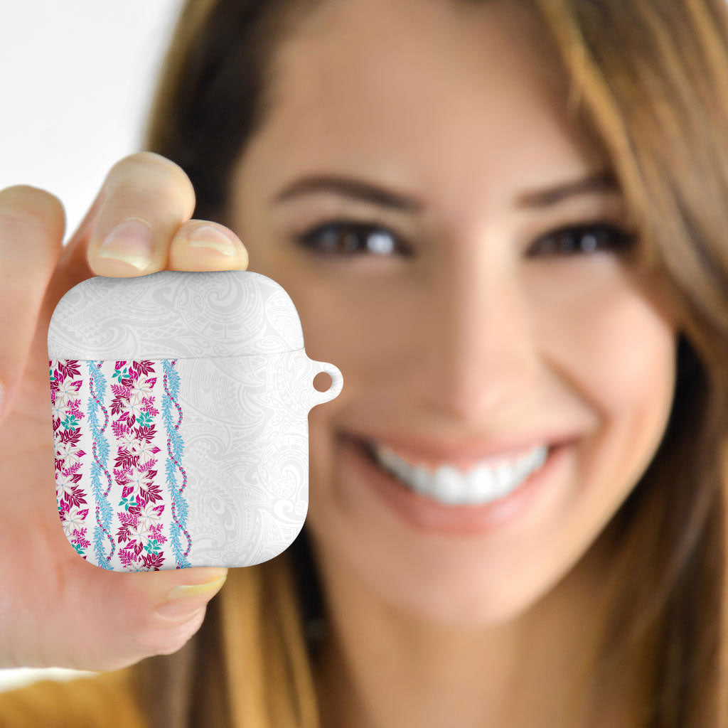 Monstera Tiare Plumeria AirPods Case Pink Polynesian Pattern LT01 - Polynesian Pride