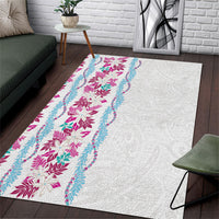 Monstera Tiare Plumeria Area Rug Pink Polynesian Pattern LT01 Pink - Polynesian Pride