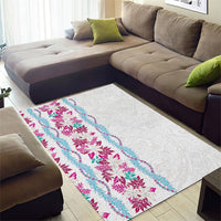 Monstera Tiare Plumeria Area Rug Pink Polynesian Pattern LT01 - Polynesian Pride