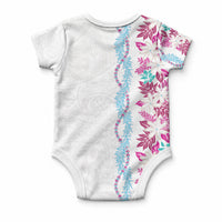 Monstera Tiare Plumeria Baby Onesie Pink Polynesian Pattern