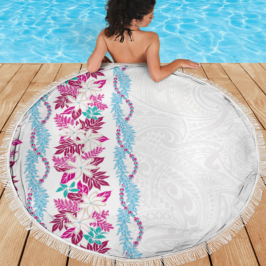 Monstera Tiare Plumeria Beach Blanket Pink Polynesian Pattern LT01 - Polynesian Pride