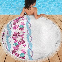 Monstera Tiare Plumeria Beach Blanket Pink Polynesian Pattern LT01 - Polynesian Pride