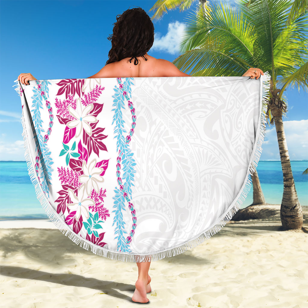 Monstera Tiare Plumeria Beach Blanket Pink Polynesian Pattern LT01 - Polynesian Pride