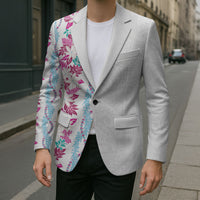 Monstera Tiare Plumeria Blazer Pink Polynesian Pattern LT01 - Polynesian Pride