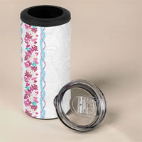 Monstera Tiare Plumeria 4 in 1 Can Cooler Tumbler Pink Polynesian Pattern LT01 - Polynesian Pride