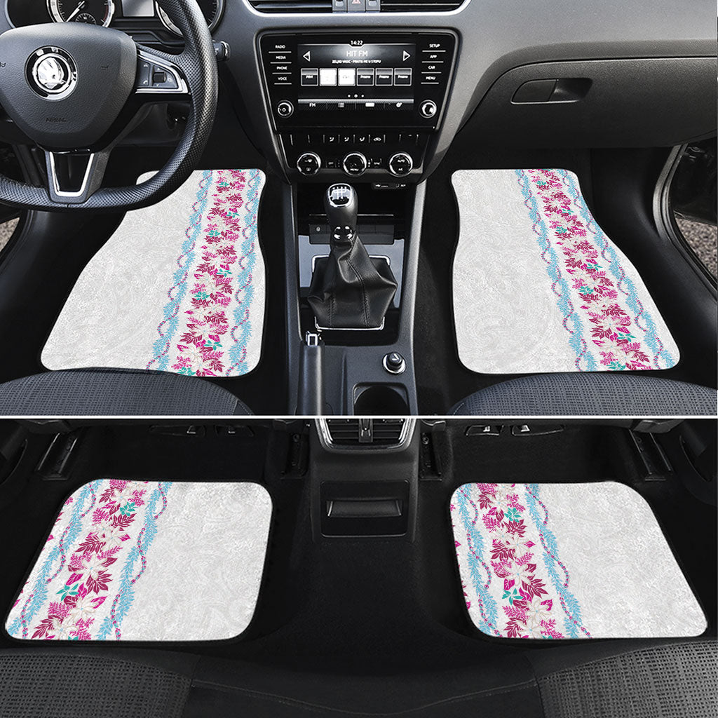 Monstera Tiare Plumeria Car Mats Pink Polynesian Pattern
