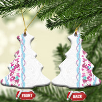 Monstera Tiare Plumeria Ceramic Ornament Pink Polynesian Pattern LT01 Christmas Tree Pink - Polynesian Pride