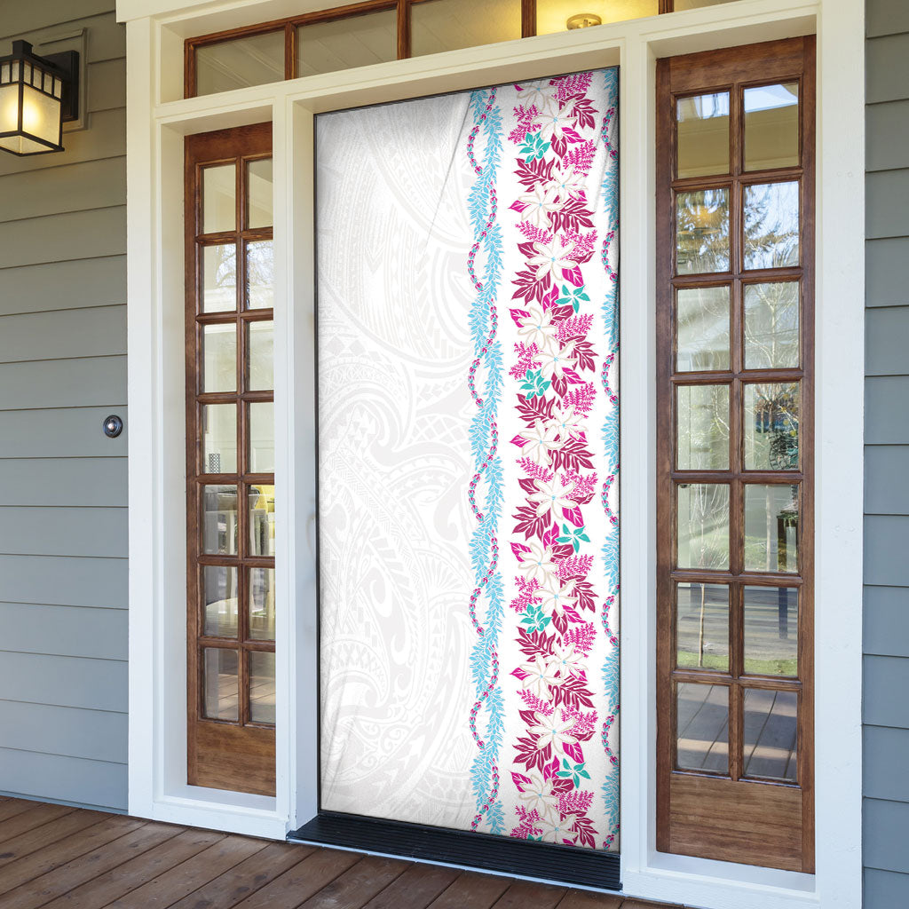 Monstera Tiare Plumeria Door Cover Pink Polynesian Pattern LT01 - Polynesian Pride