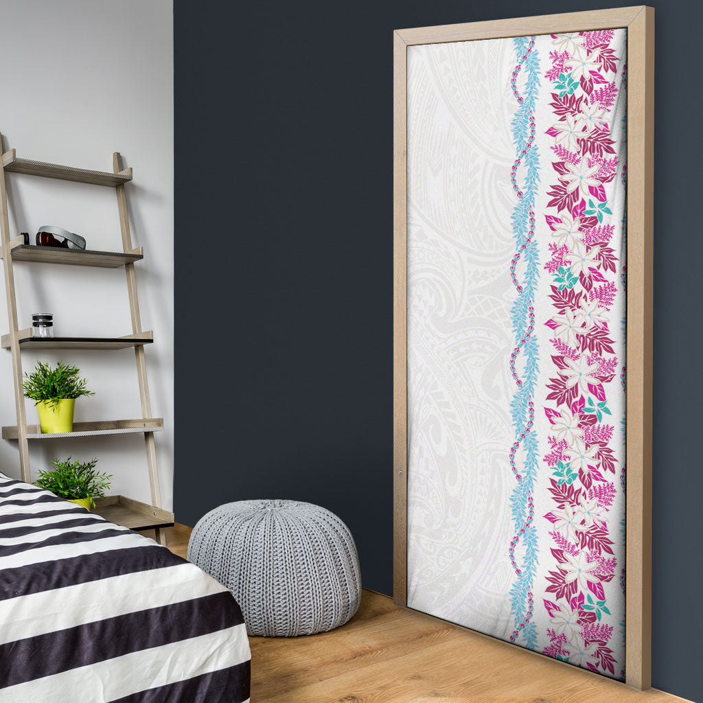 Monstera Tiare Plumeria Door Cover Pink Polynesian Pattern LT01 - Polynesian Pride