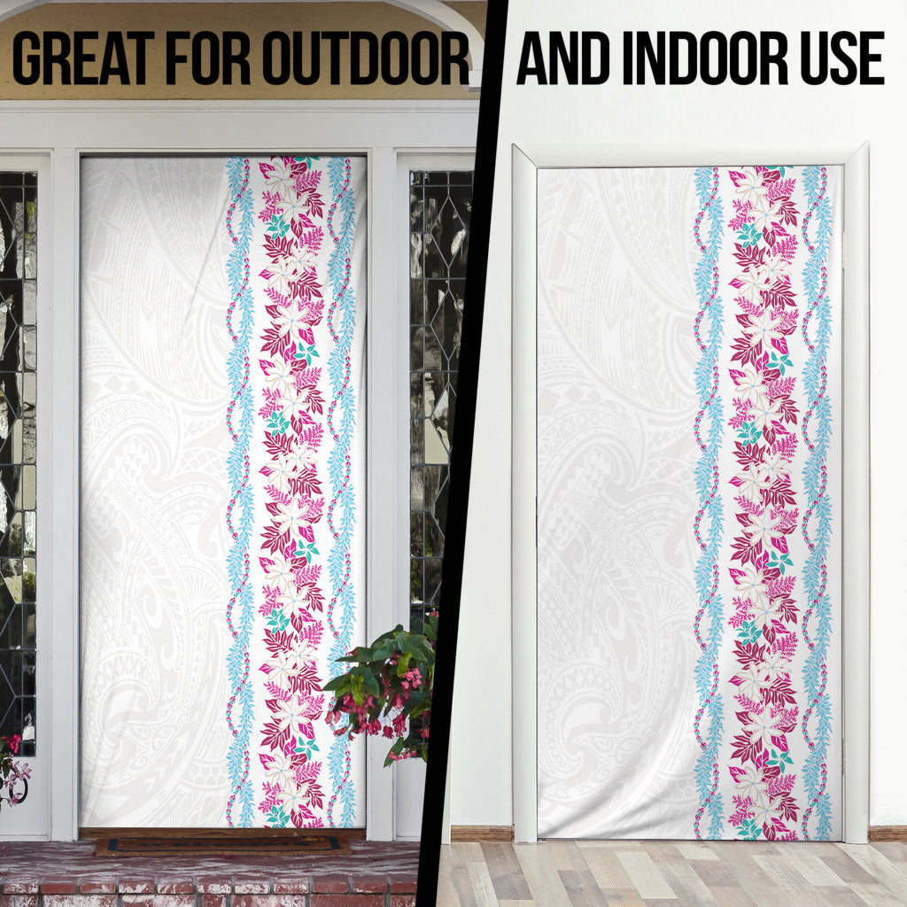 Monstera Tiare Plumeria Door Cover Pink Polynesian Pattern LT01 - Polynesian Pride
