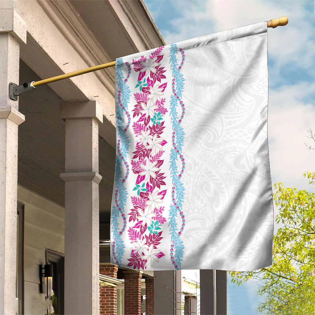 Monstera Tiare Plumeria Garden Flag Pink Polynesian Pattern LT01 House Flag Pink - Polynesian Pride