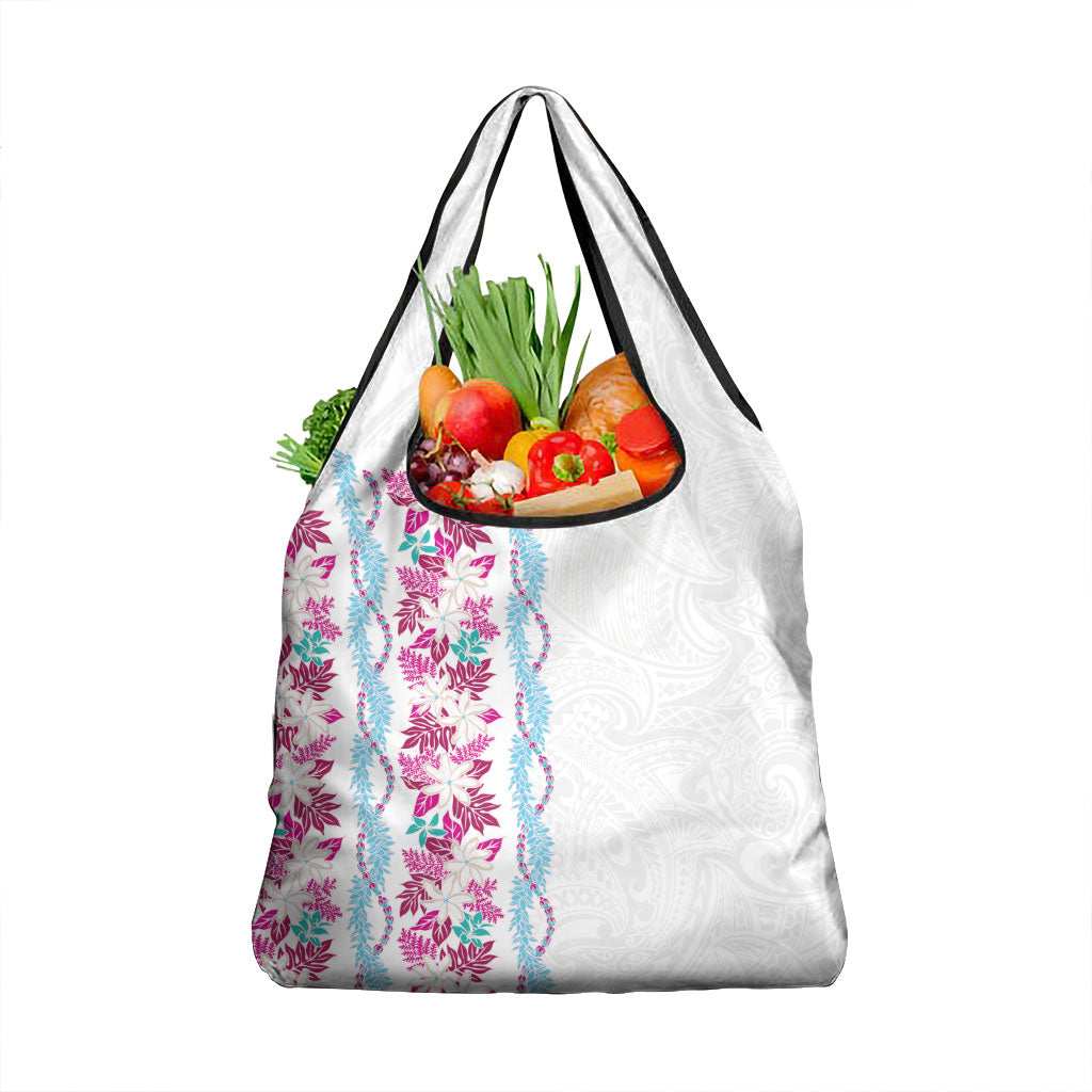 Monstera Tiare Plumeria Grocery Bag Pink Polynesian Pattern LT01 1-pack One Size Pink - Polynesian Pride