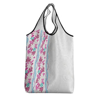 Monstera Tiare Plumeria Grocery Bag Pink Polynesian Pattern LT01 - Polynesian Pride