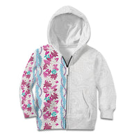 Monstera Tiare Plumeria Kid Hoodie Pink Polynesian Pattern LT01 Zip Hoodie Pink - Polynesian Pride