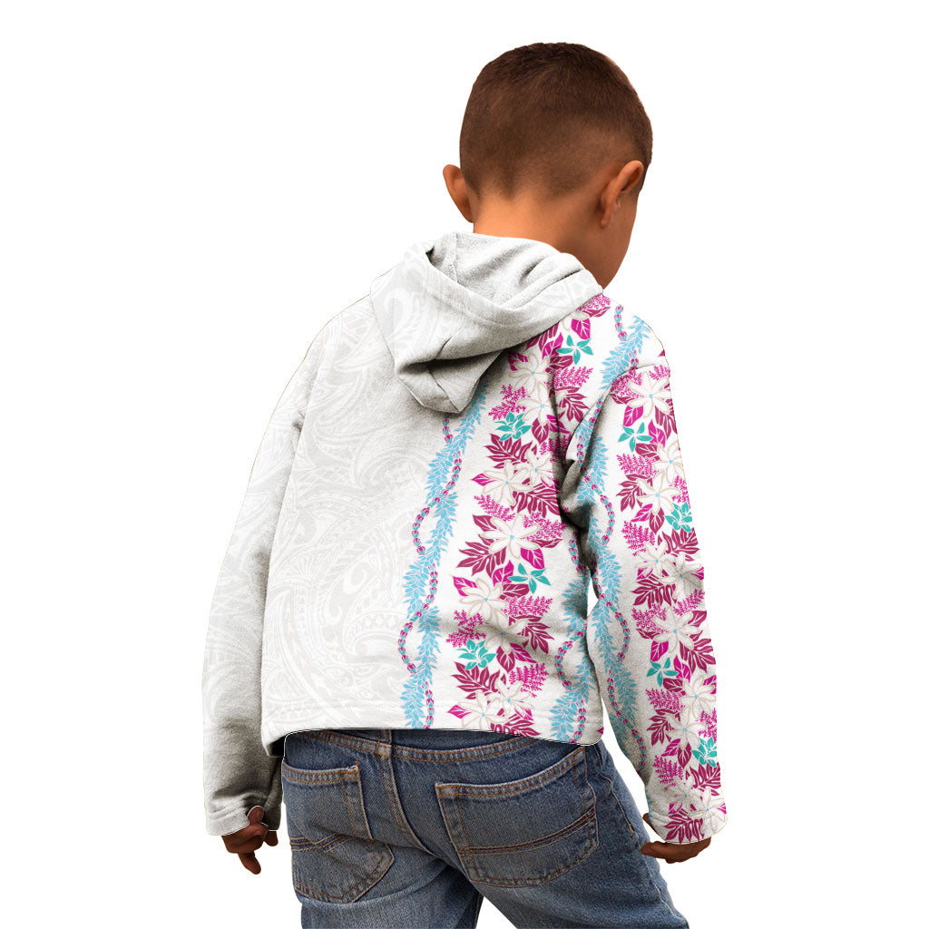 Monstera Tiare Plumeria Kid Hoodie Pink Polynesian Pattern LT01 - Polynesian Pride