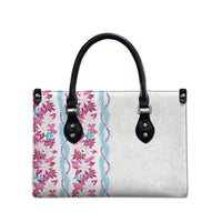Monstera Tiare Plumeria Leather Bag Pink Polynesian Pattern LT01 - Polynesian Pride
