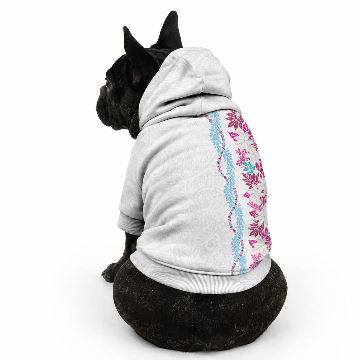 Monstera Tiare Plumeria Pet Hoodie Pink Polynesian Pattern LT01 - Polynesian Pride