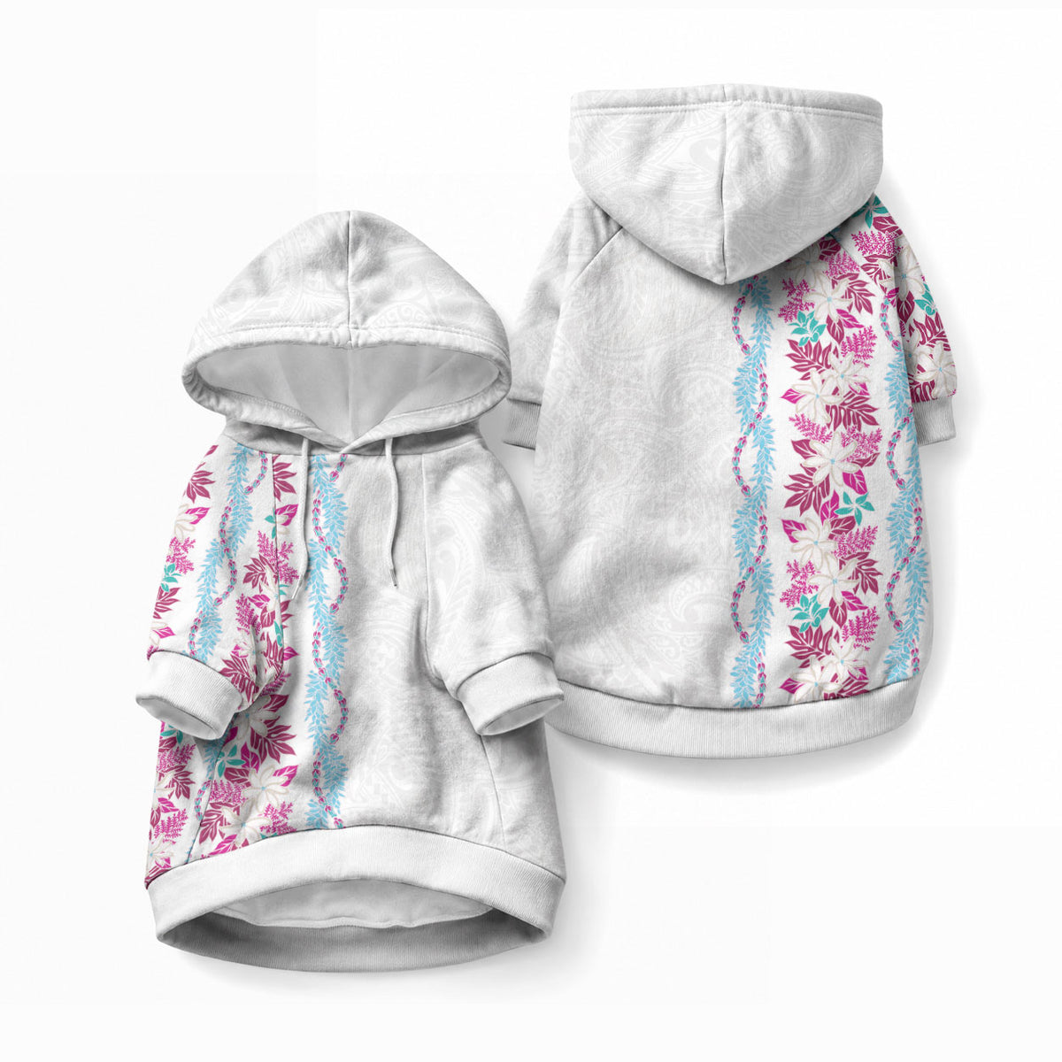 Monstera Tiare Plumeria Pet Hoodie Pink Polynesian Pattern LT01 Pullover Pink - Polynesian Pride