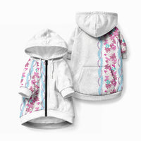 Monstera Tiare Plumeria Pet Hoodie Pink Polynesian Pattern LT01 Zip-up Pink - Polynesian Pride
