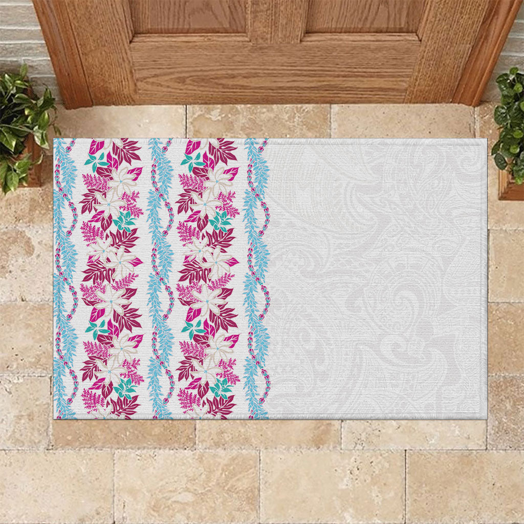Monstera Tiare Plumeria Rubber Doormat Pink Polynesian Pattern LT01 Pink - Polynesian Pride