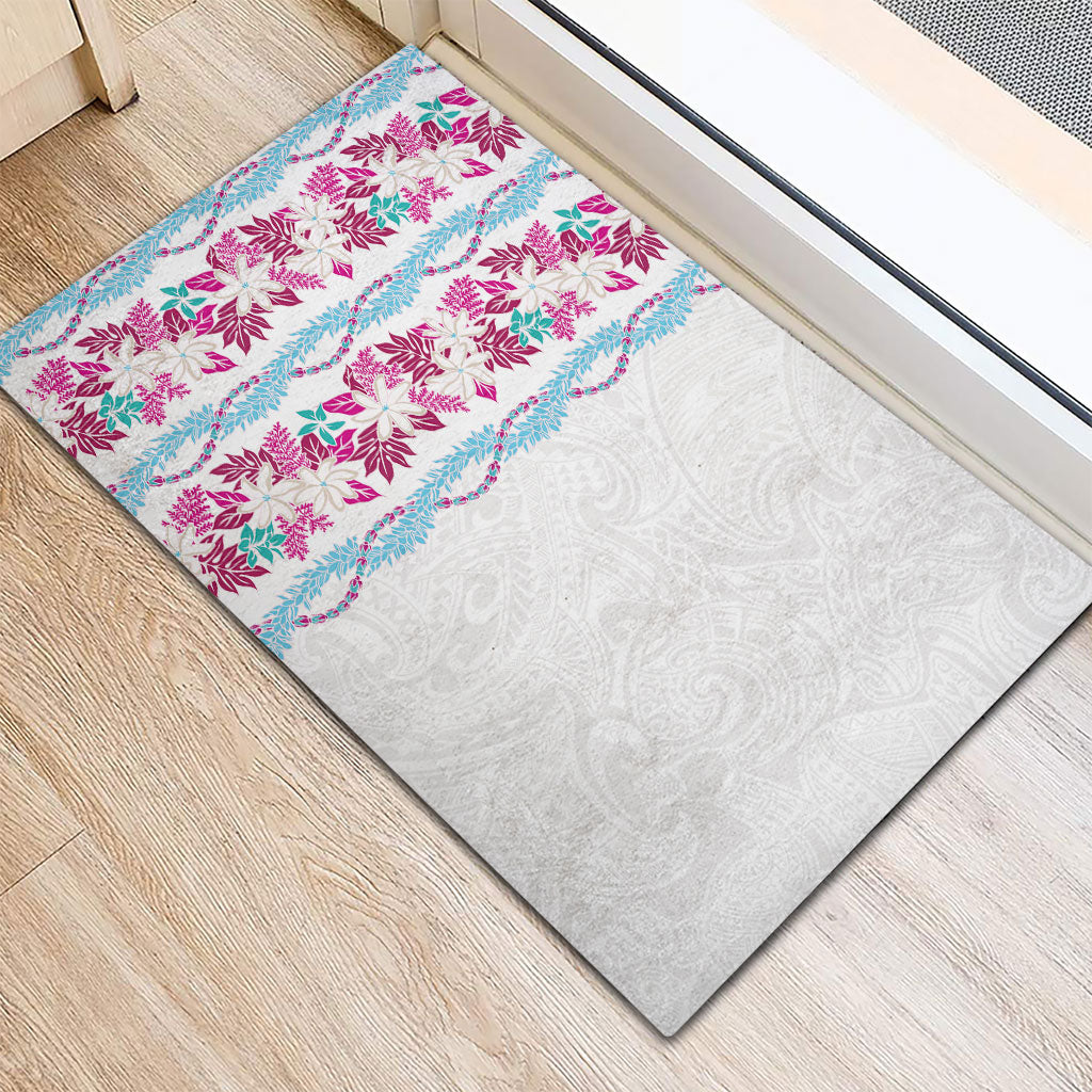 Monstera Tiare Plumeria Rubber Doormat Pink Polynesian Pattern LT01 - Polynesian Pride