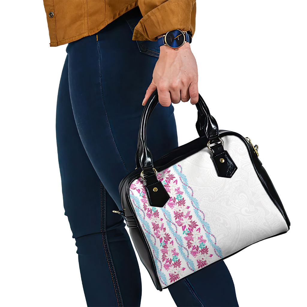 Monstera Tiare Plumeria Shoulder Handbag Pink Polynesian Pattern LT01 - Polynesian Pride