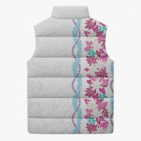 Monstera Tiare Plumeria Sleeveless Puffer Jacket Pink Polynesian Pattern LT01 - Polynesian Pride