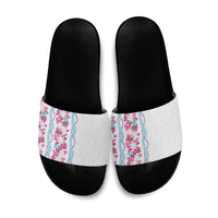 Monstera Tiare Plumeria Slide Sandals Pink Polynesian Pattern LT01 Pink - Polynesian Pride