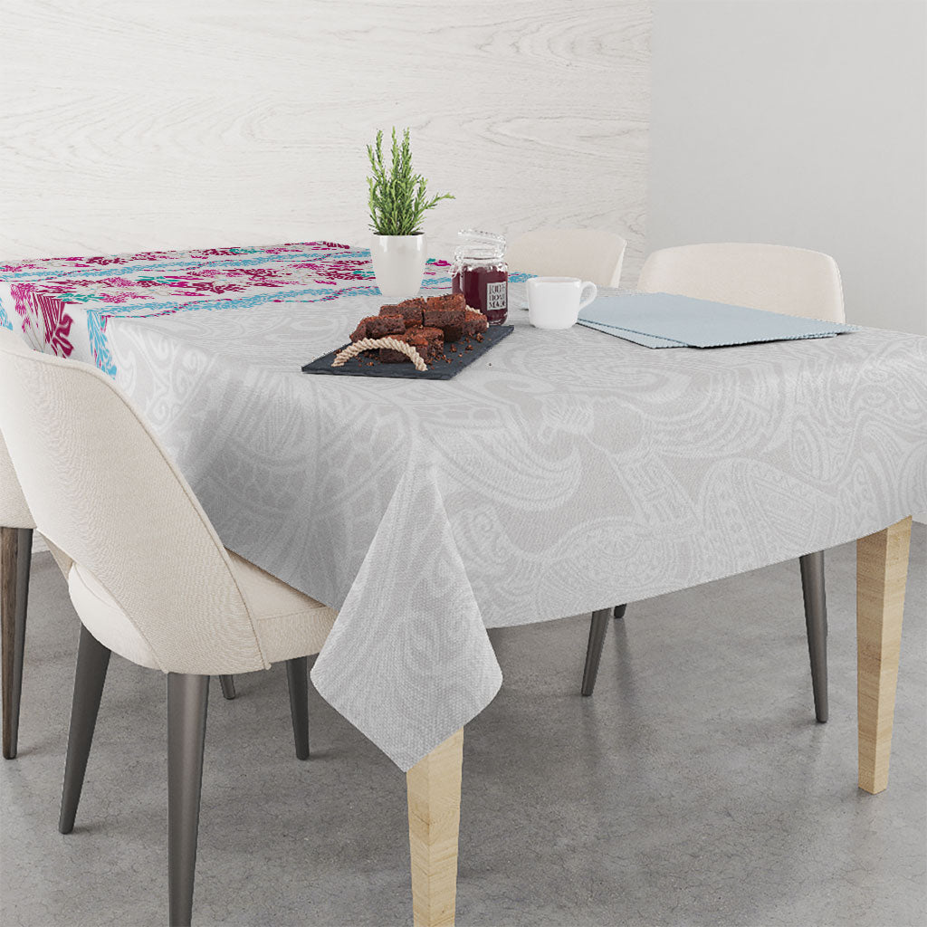Monstera Tiare Plumeria Tablecloth Pink Polynesian Pattern LT01 - Polynesian Pride
