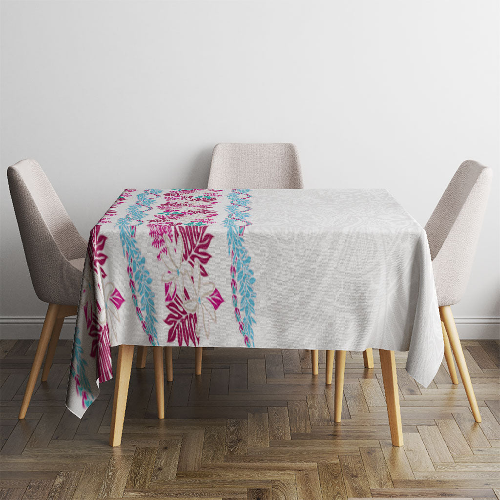 Monstera Tiare Plumeria Tablecloth Pink Polynesian Pattern LT01 - Polynesian Pride
