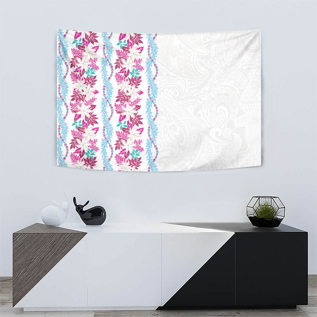 Monstera Tiare Plumeria Tapestry Pink Polynesian Pattern LT01 - Polynesian Pride