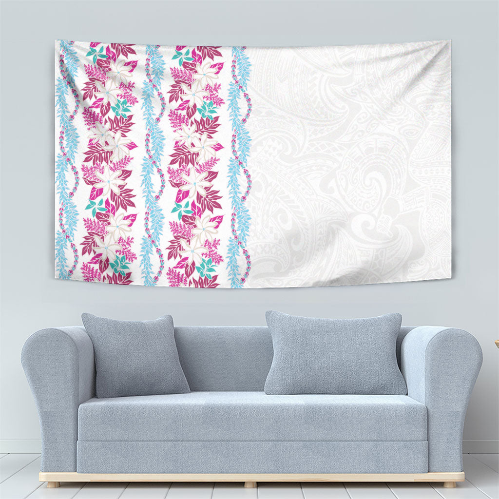 Monstera Tiare Plumeria Tapestry Pink Polynesian Pattern LT01 - Polynesian Pride