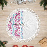 Monstera Tiare Plumeria Tree Skirt Pink Polynesian Pattern