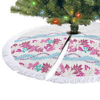 Monstera Tiare Plumeria Tree Skirt Pink Polynesian Pattern