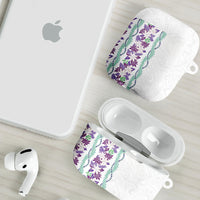Monstera Tiare Plumeria AirPods Case Purple Polynesian Pattern LT01 - Polynesian Pride
