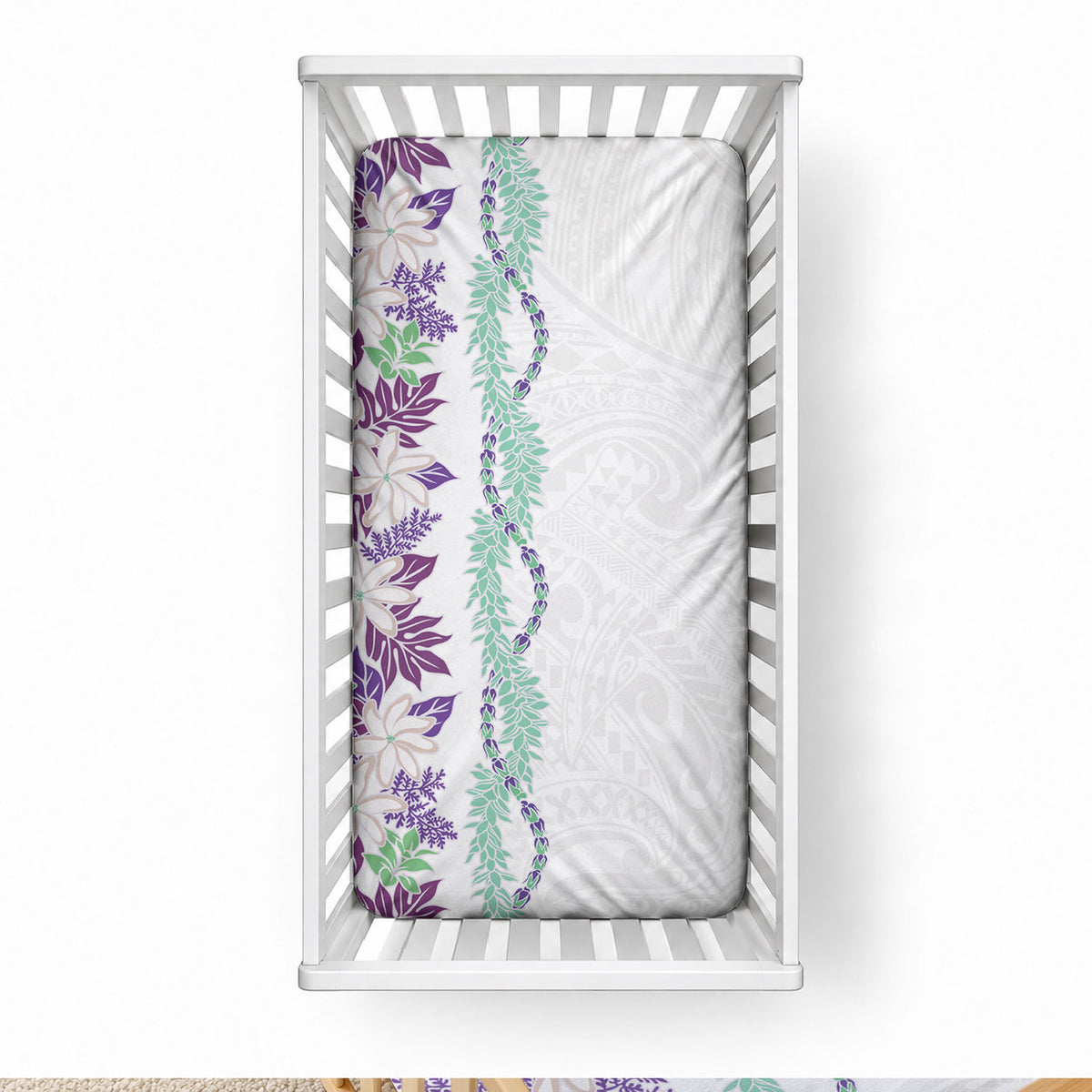 Monstera Tiare Plumeria Baby Bed Cover Purple Polynesian Pattern LT01 28 × 52 in Purple - Polynesian Pride