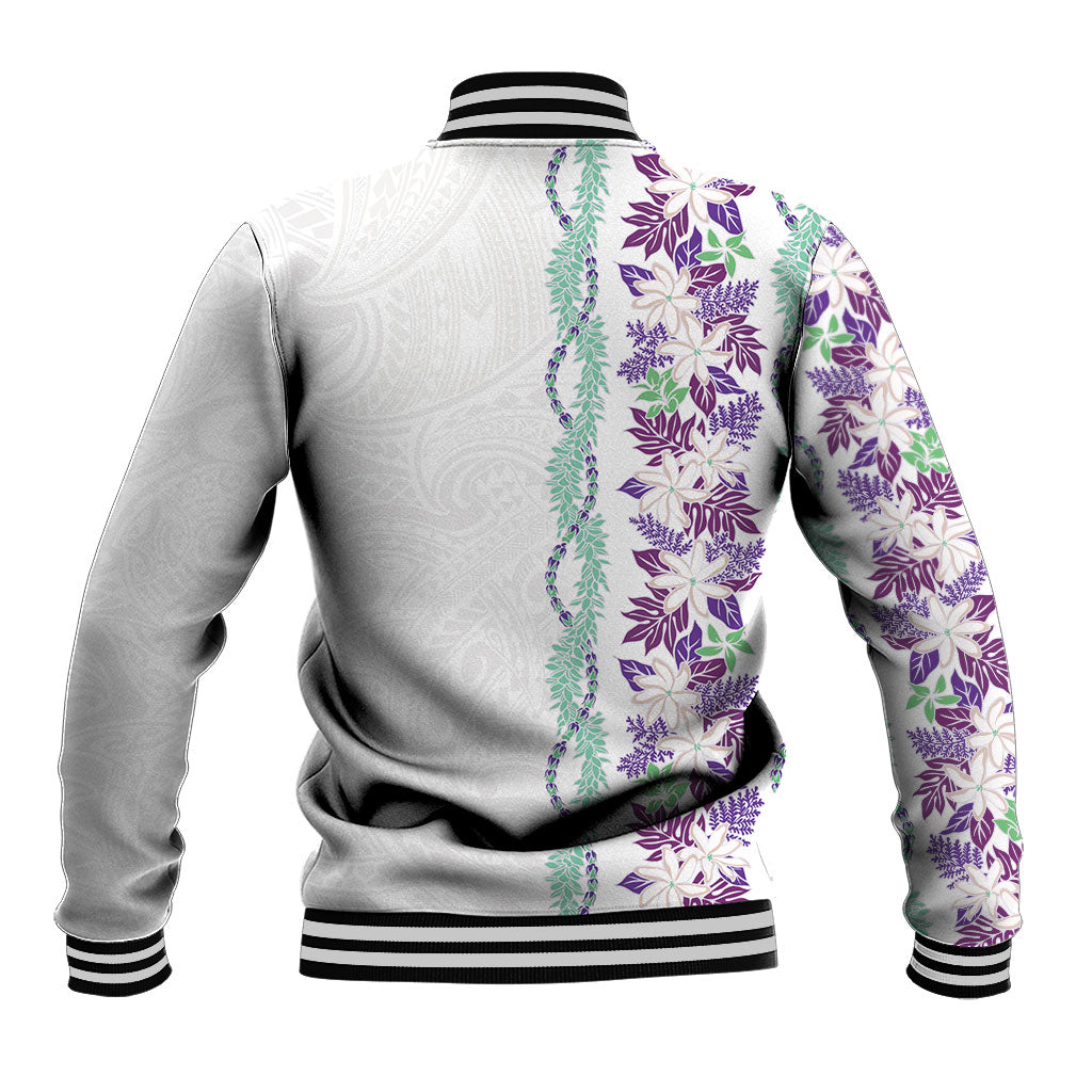 Monstera Tiare Plumeria Baseball Jacket Purple Polynesian Pattern LT01 - Polynesian Pride