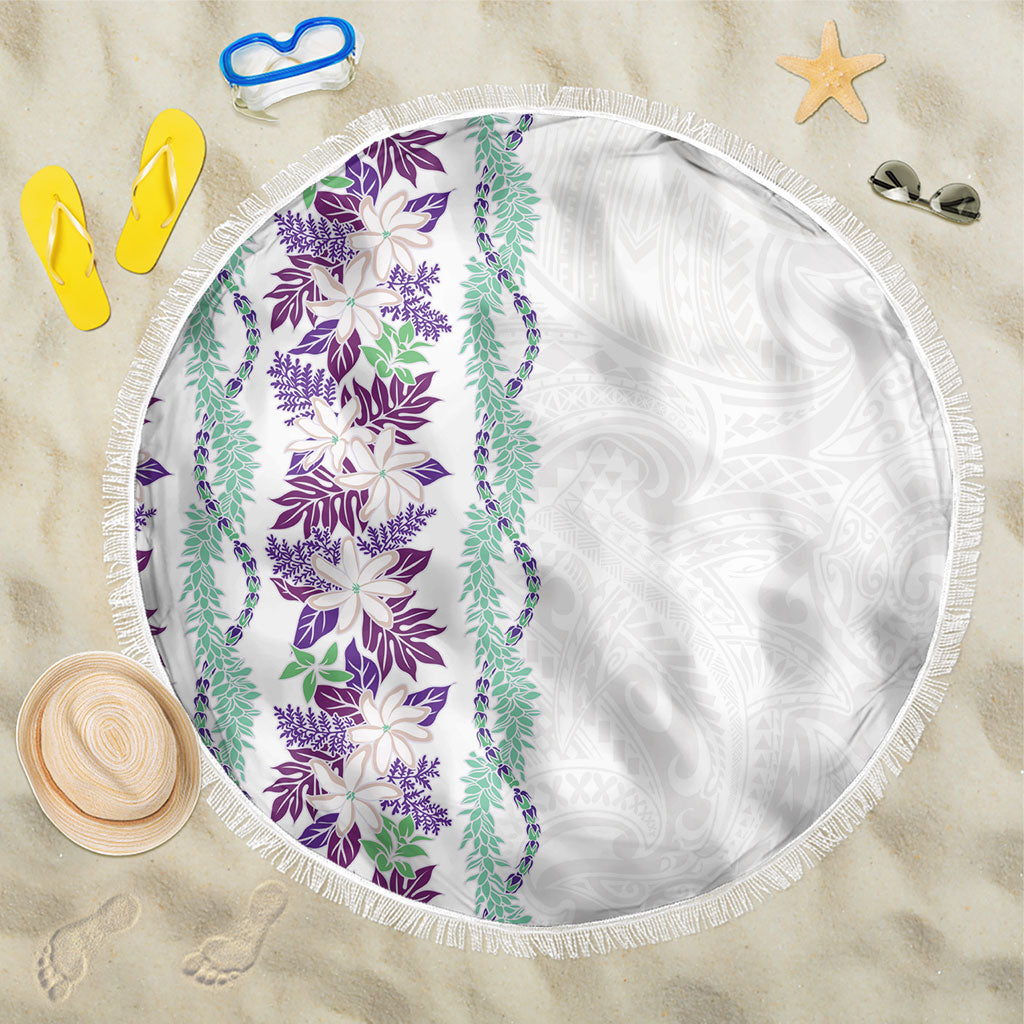 Monstera Tiare Plumeria Beach Blanket Purple Polynesian Pattern LT01 One Size 150cm Purple - Polynesian Pride