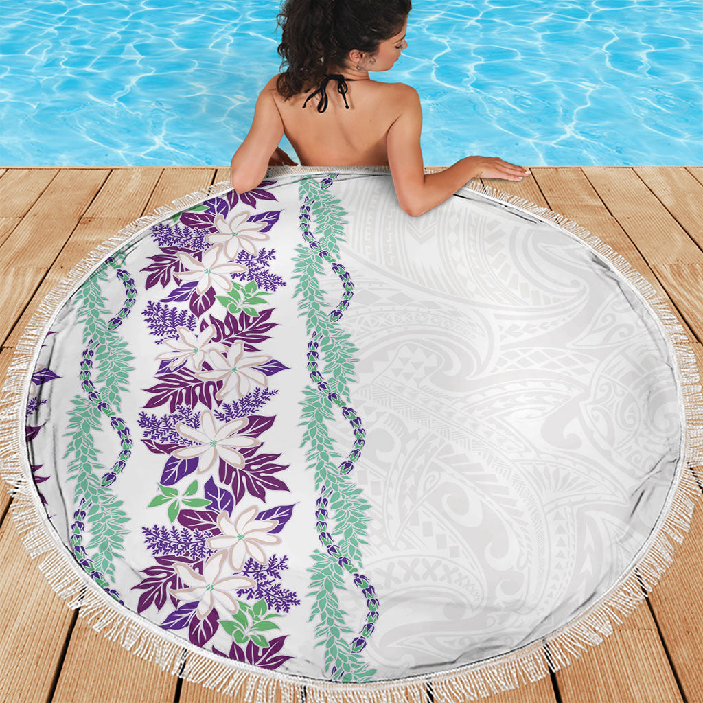 Monstera Tiare Plumeria Beach Blanket Purple Polynesian Pattern LT01 - Polynesian Pride