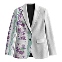 Monstera Tiare Plumeria Blazer Purple Polynesian Pattern LT01 Unisex Purple - Polynesian Pride