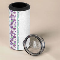 Monstera Tiare Plumeria 4 in 1 Can Cooler Tumbler Purple Polynesian Pattern LT01 - Polynesian Pride
