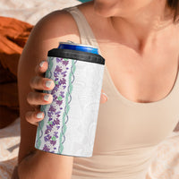 Monstera Tiare Plumeria 4 in 1 Can Cooler Tumbler Purple Polynesian Pattern LT01 - Polynesian Pride