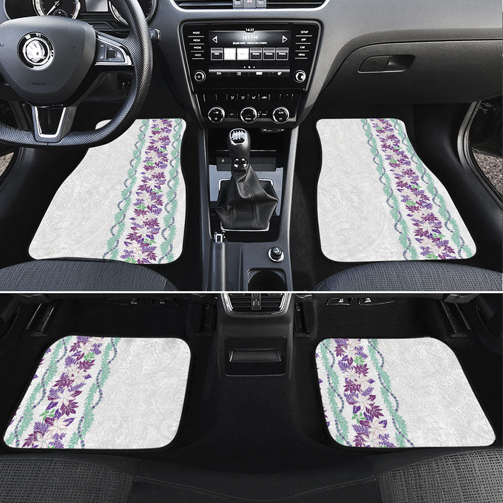 Monstera Tiare Plumeria Car Mats Purple Polynesian Pattern