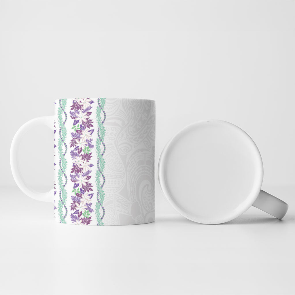 Monstera Tiare Plumeria Ceramic Mug Purple Polynesian Pattern LT01 - Polynesian Pride