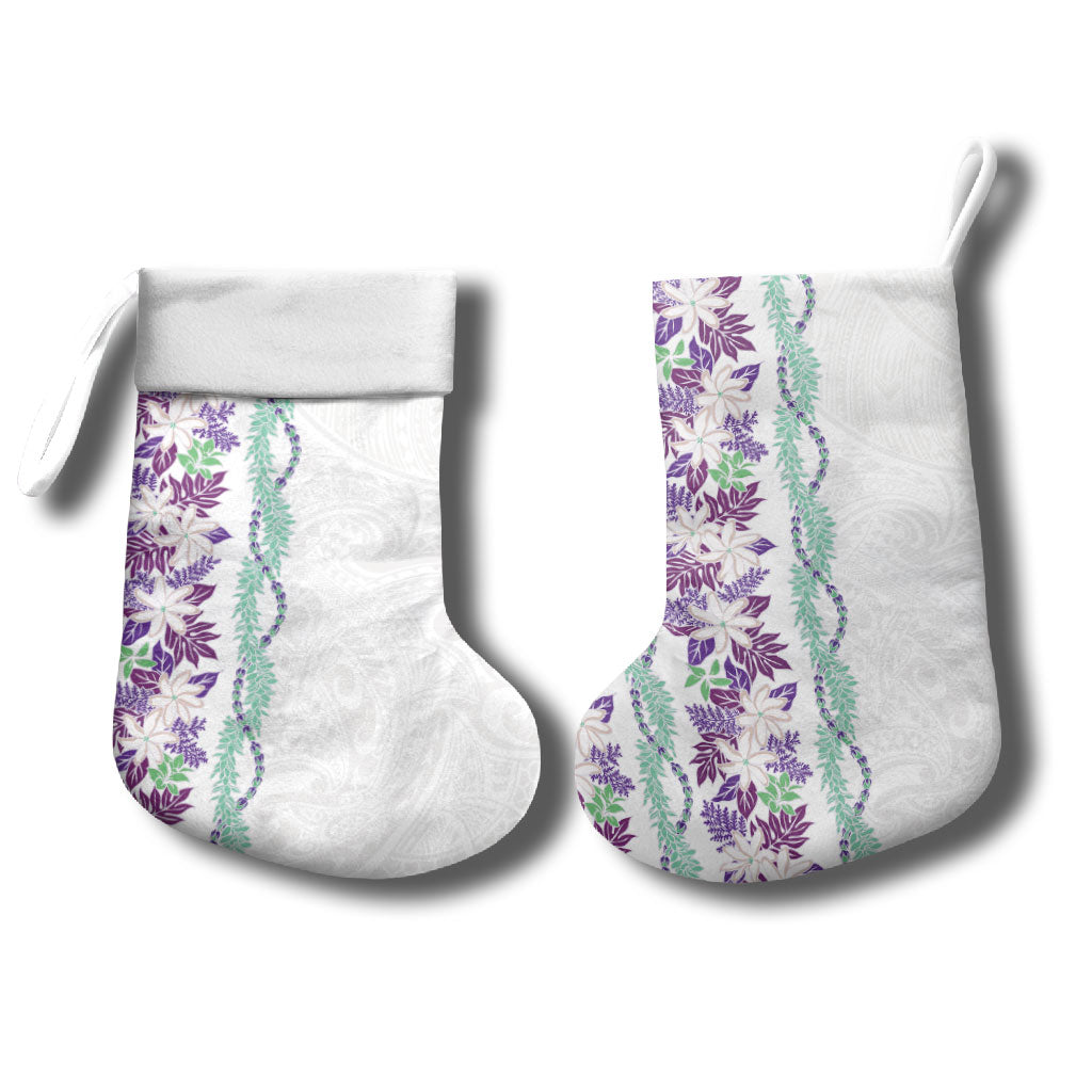 Monstera Tiare Plumeria Christmas Stocking Purple Polynesian Pattern LT01 - Polynesian Pride