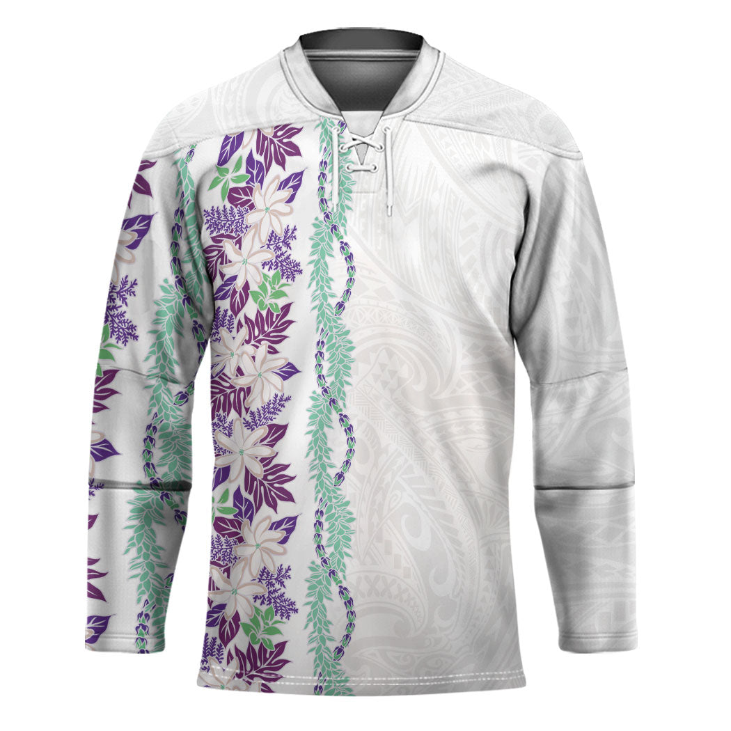 Monstera Tiare Plumeria Hockey Jersey Purple Polynesian Pattern LT01 Unisex Purple - Polynesian Pride