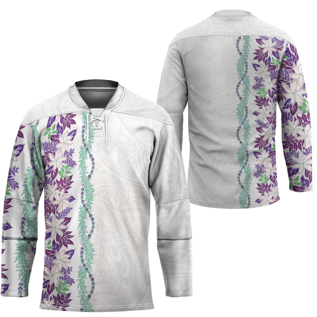 Monstera Tiare Plumeria Hockey Jersey Purple Polynesian Pattern LT01 - Polynesian Pride