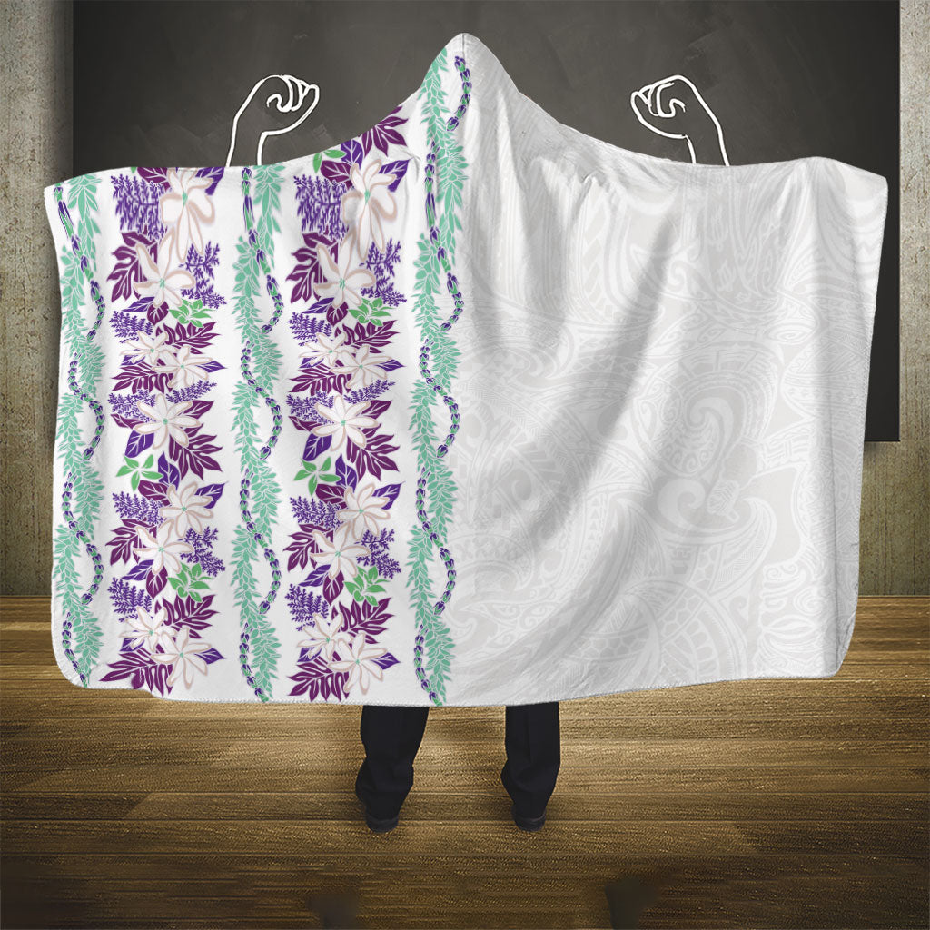 Monstera Tiare Plumeria Hooded Blanket Purple Polynesian Pattern LT01 - Polynesian Pride