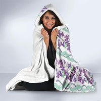 Monstera Tiare Plumeria Hooded Blanket Purple Polynesian Pattern LT01 - Polynesian Pride