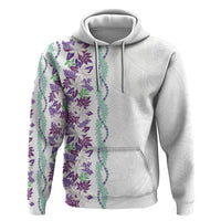 Monstera Tiare Plumeria Hoodie Purple Polynesian Pattern LT01 Pullover Hoodie Purple - Polynesian Pride